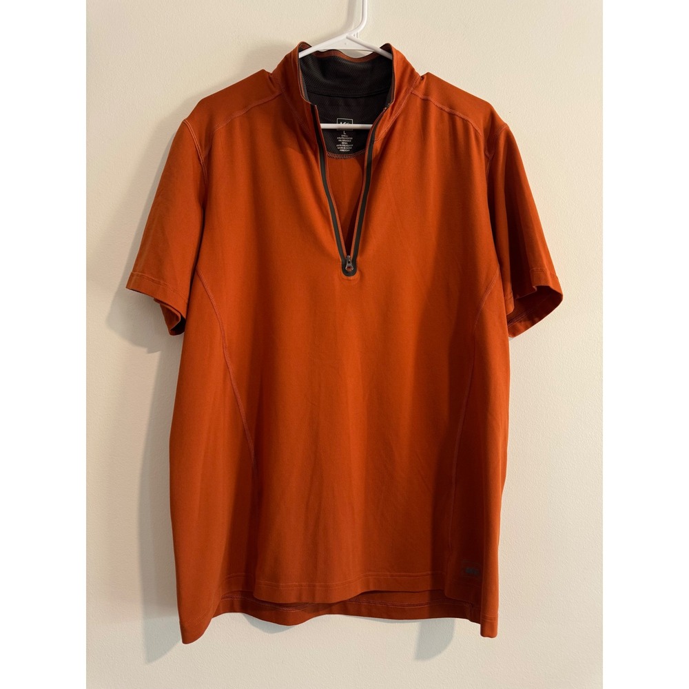REI Quarter‎ Zip Performance Shirt Mens Large Orange Mesh Ventilation